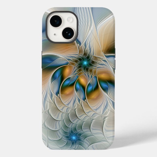 Soaring, Abstract Fantasy Fractal Art With Blue Case-Mate iPhone Case (Back)