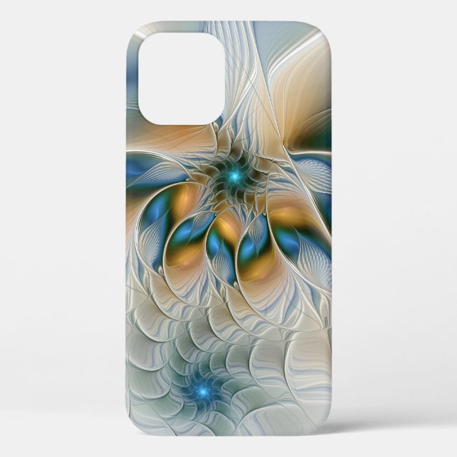 Soaring, Abstract Fantasy Fractal Art With Blue Case-Mate iPhone Case (Back)