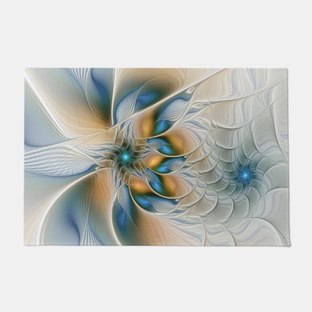 Soaring, Abstract Fantasy Fractal Art With Blue Doormat (Front)