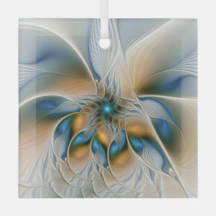 Soaring, Abstract Fantasy Fractal Art With Blue Glass Tree Decoration