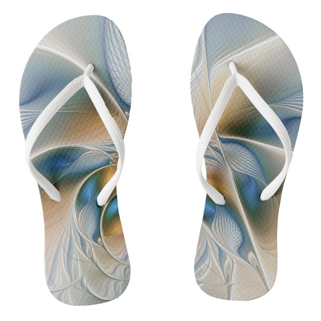 Soaring, Abstract Fantasy Fractal Art With Blue Jandals (Footbed)