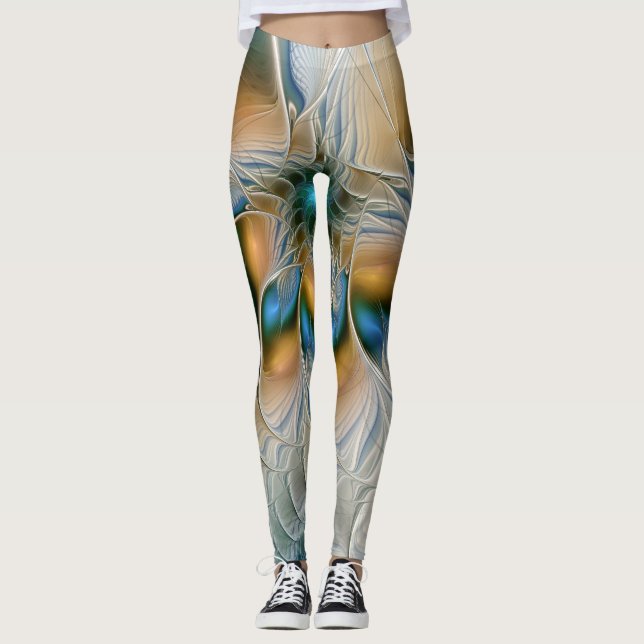 Soaring, Abstract Fantasy Fractal Art With Blue Leggings (Front)