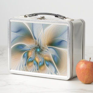Soaring, Abstract Fantasy Fractal Art With Blue Metal Lunch Box