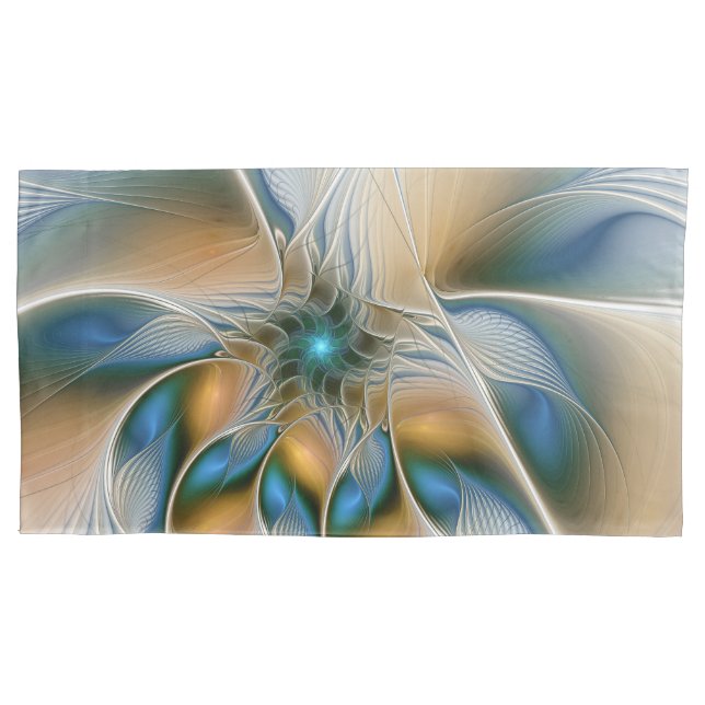 Soaring, Abstract Fantasy Fractal Art With Blue Pillowcase (Front)