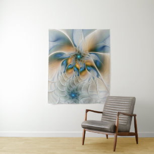 Soaring, Abstract Fantasy Fractal Art With Blue Tapestry