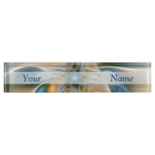 Soaring, Abstract Fantasy Fractal With Blue Text Nameplate (Front)