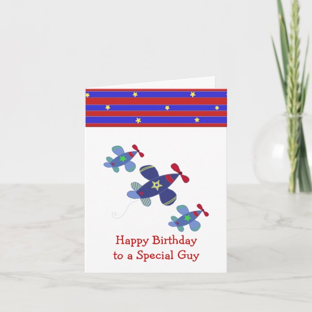 Soaring Aeroplane Birthday Wishes Card (Front)