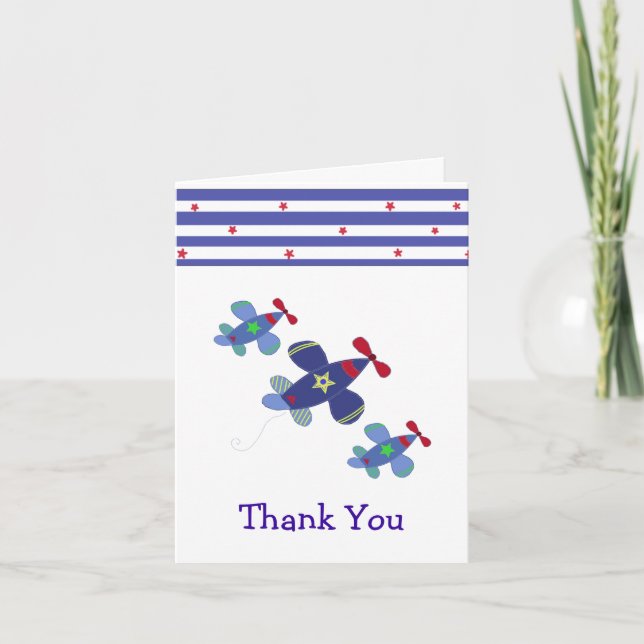 Soaring Aeroplane Thank You Card (Front)