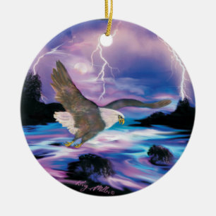 Soaring Bald Eagle Ceramic Tree Decoration