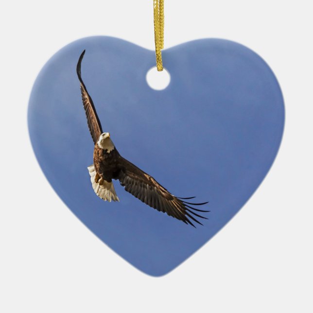 Soaring Bald Eagle Ceramic Tree Decoration (Front)