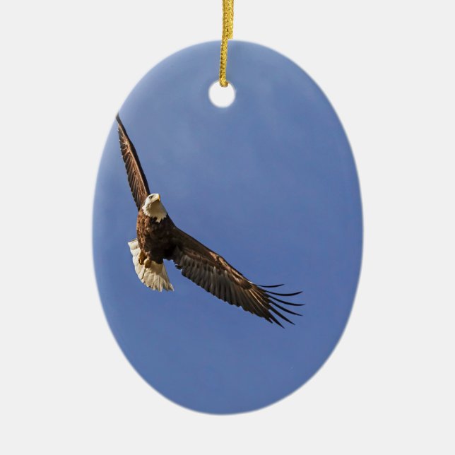 Soaring Bald Eagle Ceramic Tree Decoration (Front)