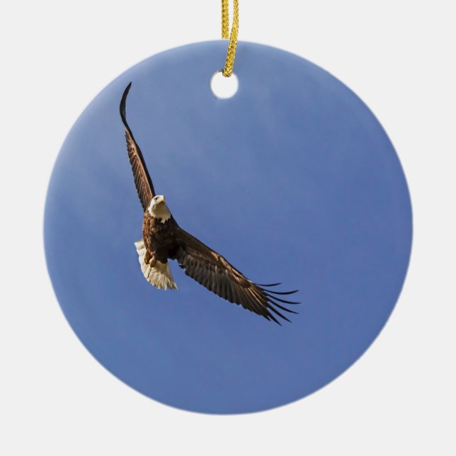 Soaring Bald Eagle Ceramic Tree Decoration (Front)