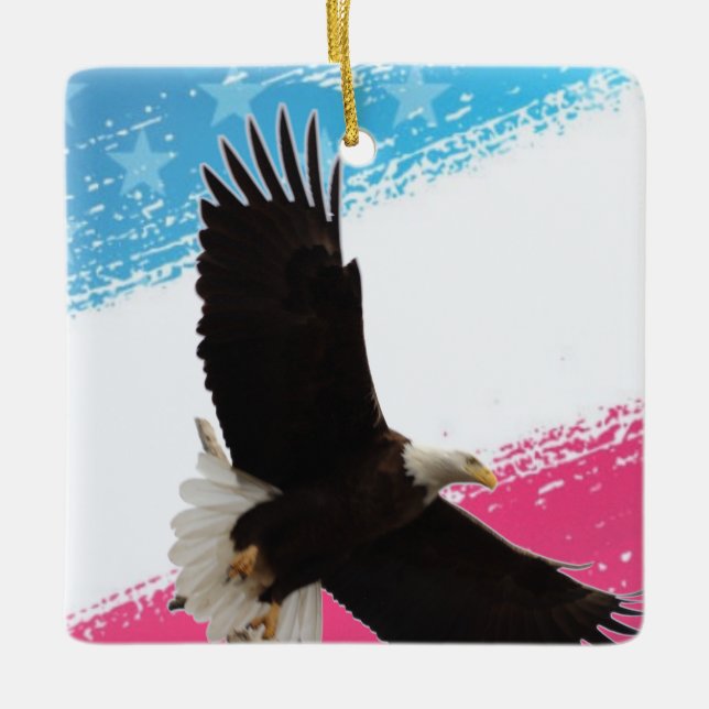 Soaring Bald Eagle Of Columbiana Ohio Ceramic Ornament (Front)