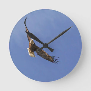 Soaring Bald Eagle Round Clock