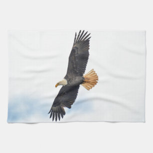 Soaring Bald Eagle Wildife Photo Art Tea Towel