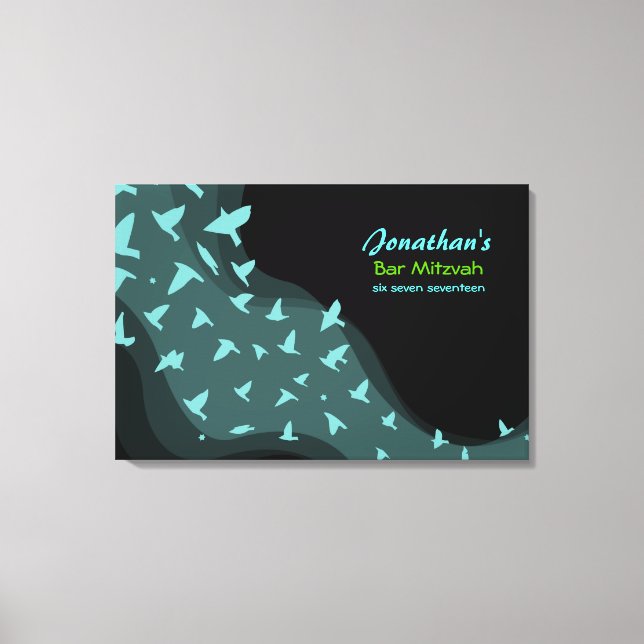 SOARING BIRDS Bat Bar Mitzvah Sign In Memory Board (Front)