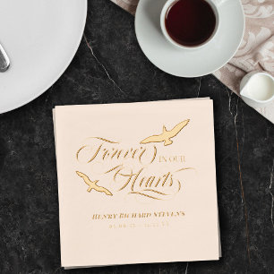 Soaring Birds Forever In Our Hearts Funeral Foil Napkins