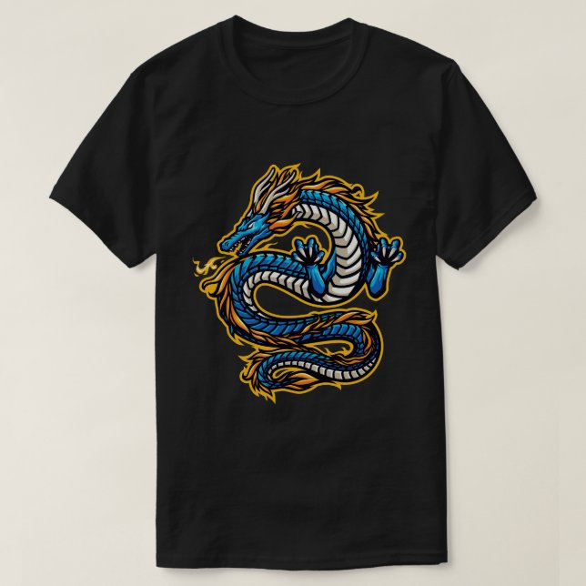 Soaring Blue Dragon T-Shirt (Design Front)
