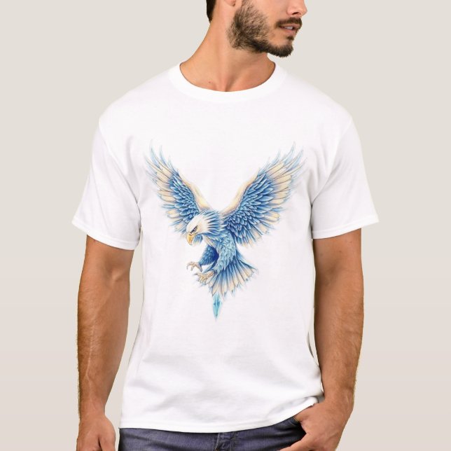 Soaring Eagle - Detailed Digital Illustration T-Shirt (Front)