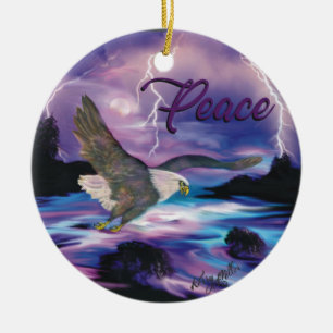Soaring Eagle Spreading Peace Ceramic Tree Decoration
