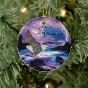 Soaring Eagle Spreading Peace Ceramic Tree Decoration