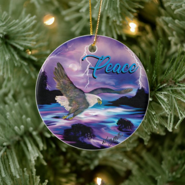 Soaring Eagle Spreading Peace Ceramic Tree Decoration (Tree)