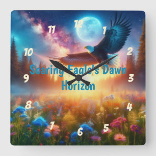 Soaring Eagle's Dawn Horizon Square Wall Clock