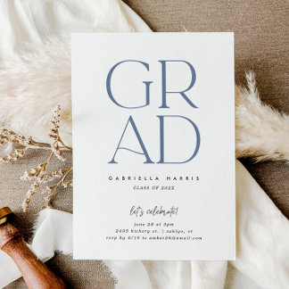 Soaring Grad | Dusty Blue + White Graduation Invitation