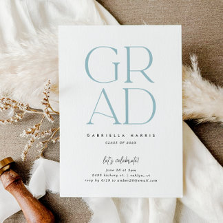 Soaring Grad | Light Blue + White Graduation Invitation