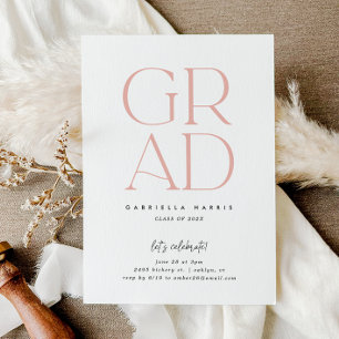 Soaring Grad Pink + White Graduation Invitation