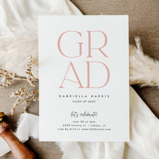 Soaring Grad | Pink + White Graduation Invitation