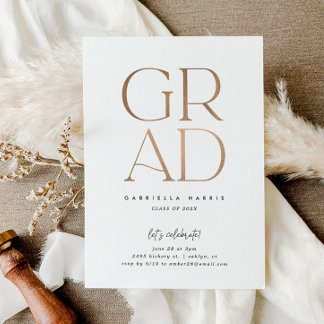 Soaring Grad | Rose Gold + White Graduation Invitation