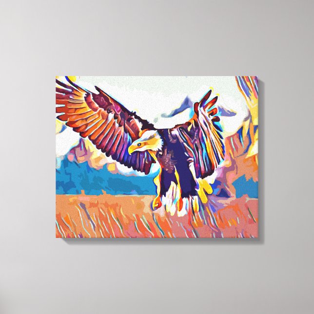 Soaring Great Eagle Abstract Animal Art Canvas Print (Front)
