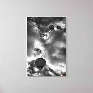 Soaring Hot Air Balloons, fine art black and white Canvas Print