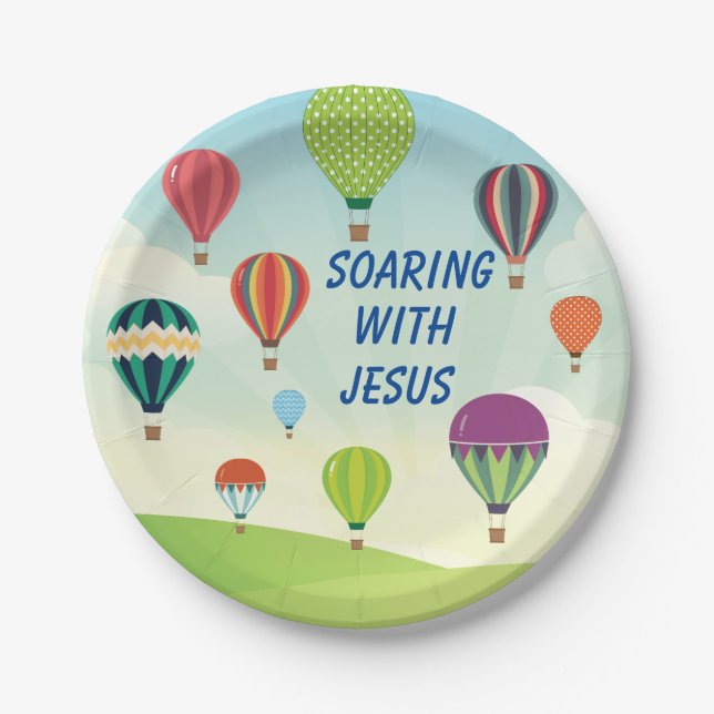 Soaring With Jesus-kids party plates  (Front)