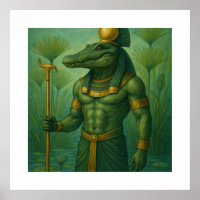 Sobek Crocodile God Poster | Ancient Myth Art