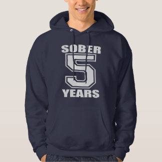 Sober 5 Years White on Dark Hoodie