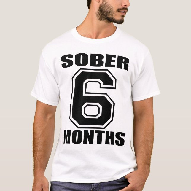 SOBER 6 MONTHS  BLACK ON WHITE TANK (Front)