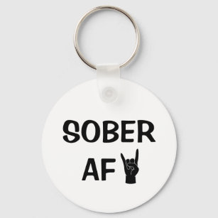 Sober AF Keychain, Addiction Recovery Gift Key Ring