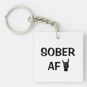 Sober AF Keychain, Addiction Recovery Gift Keychai Key Ring