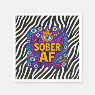 Sober AF - Zebra Pattern - Napkin