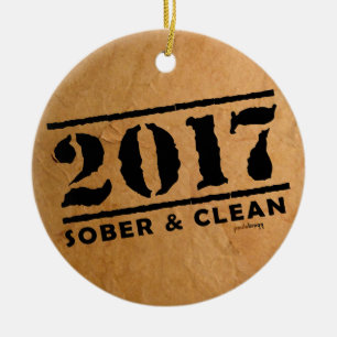 Sober & Clean 2017 (recovery gifts/addiction free) Ceramic Tree Decoration