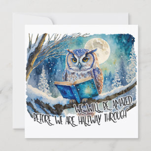 Sober Owl Reading Big Book Recovery Card