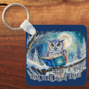 Sober Owl w/ Big Book AA Promises & Prayer Key Ring