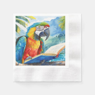 Sober Parrot Reading Big Book Recovery Napkin