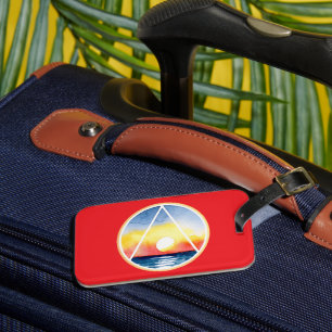 Sober Recovery Symbol Sunset Ocean Luggage Tag