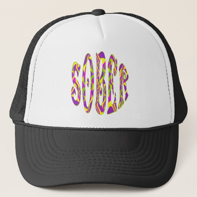 SOBER  Retro 60’s Art Psychedelic Trucker Hat (Front)