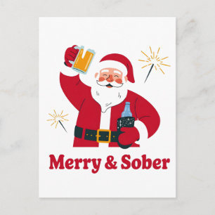 Sober Santa Sobriety Christmas Xmas Sober Postcard