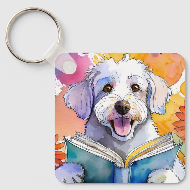 Sober Schnoodle w/ Big Book AA Prayer CUSTOM Key Ring (Front)
