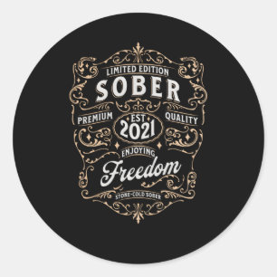 Sober Since 2021 Sobriety Sober Anniversary Classic Round Sticker